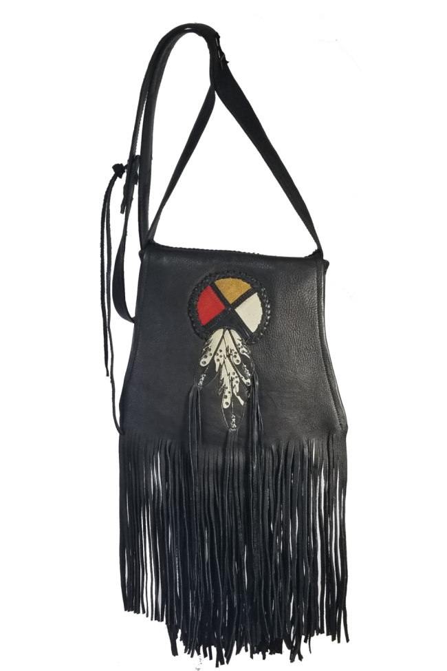 (image for) Circle Of Life Native American Feather Leather Shoulder Bag